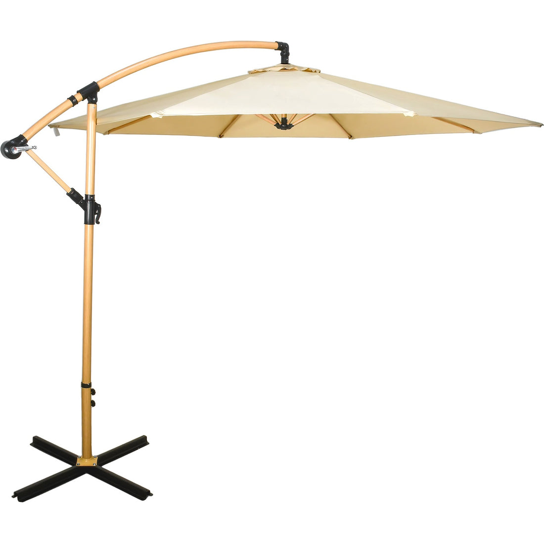 Sombrilla Tipo Madera Jardin Exterior 2.9m Playa Terraza Color Beige