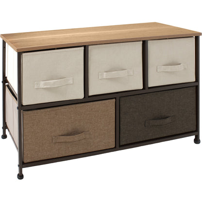 Mueble Buro Organizador Comoda Tela Metal 5 Cajoneras cafe