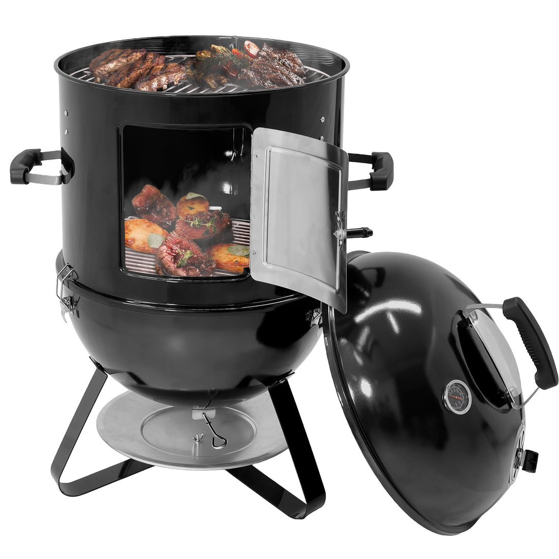 Asador Ahumador Tipo Bala 2 En 1 Carbon 2 Parrillas 20