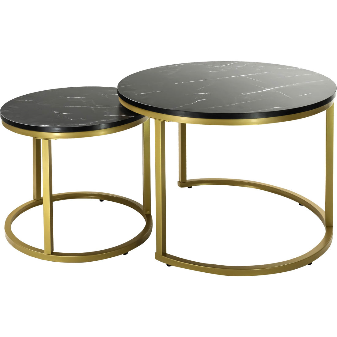 Set 2 Mesas De Centro Redondas Color Negro 45cm Y 60cm