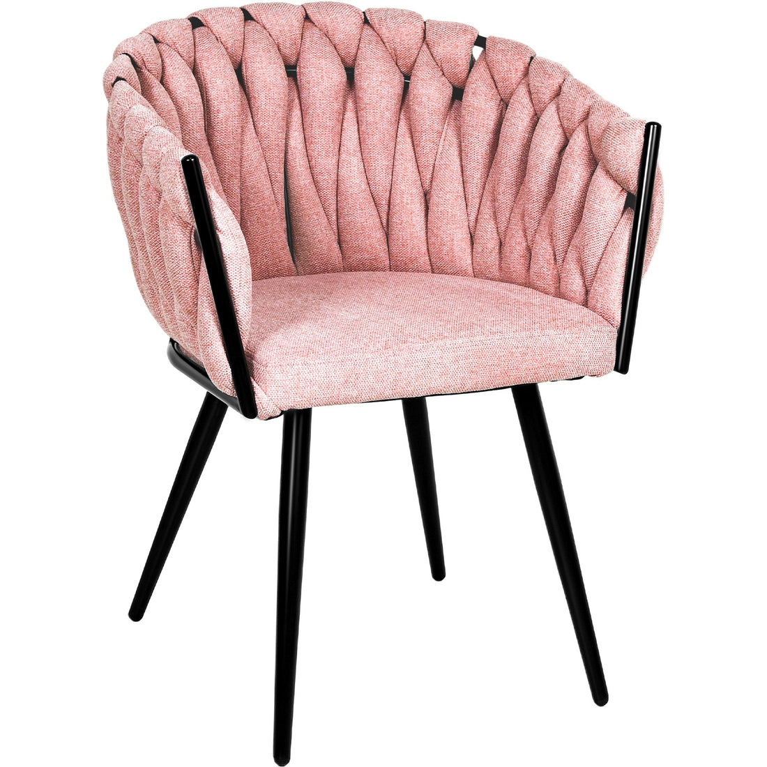 Silla Comedor Patron Tejido Elegante Moderno Estructura De La Silla Negro Asiento Rosa
