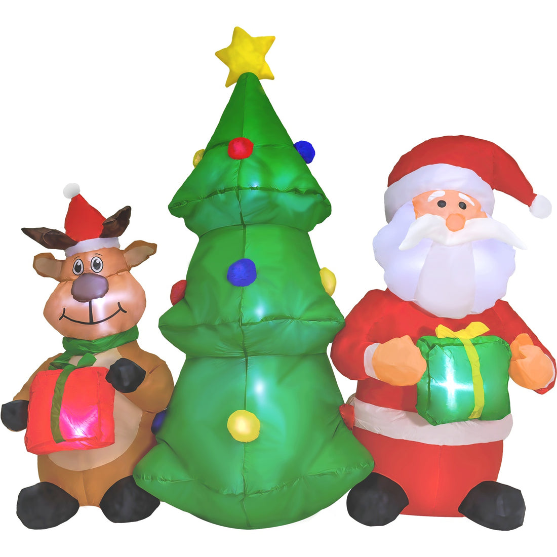 Inflable Navidad Santa Reno Arbol 1.5m Decoracion Luz Led