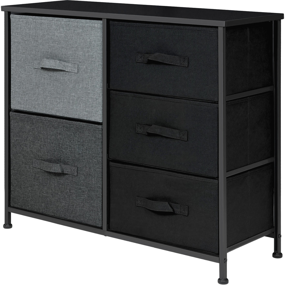 Mueble Cajonera Buro Organizador 5 Cajones Tela Moderno Negro
