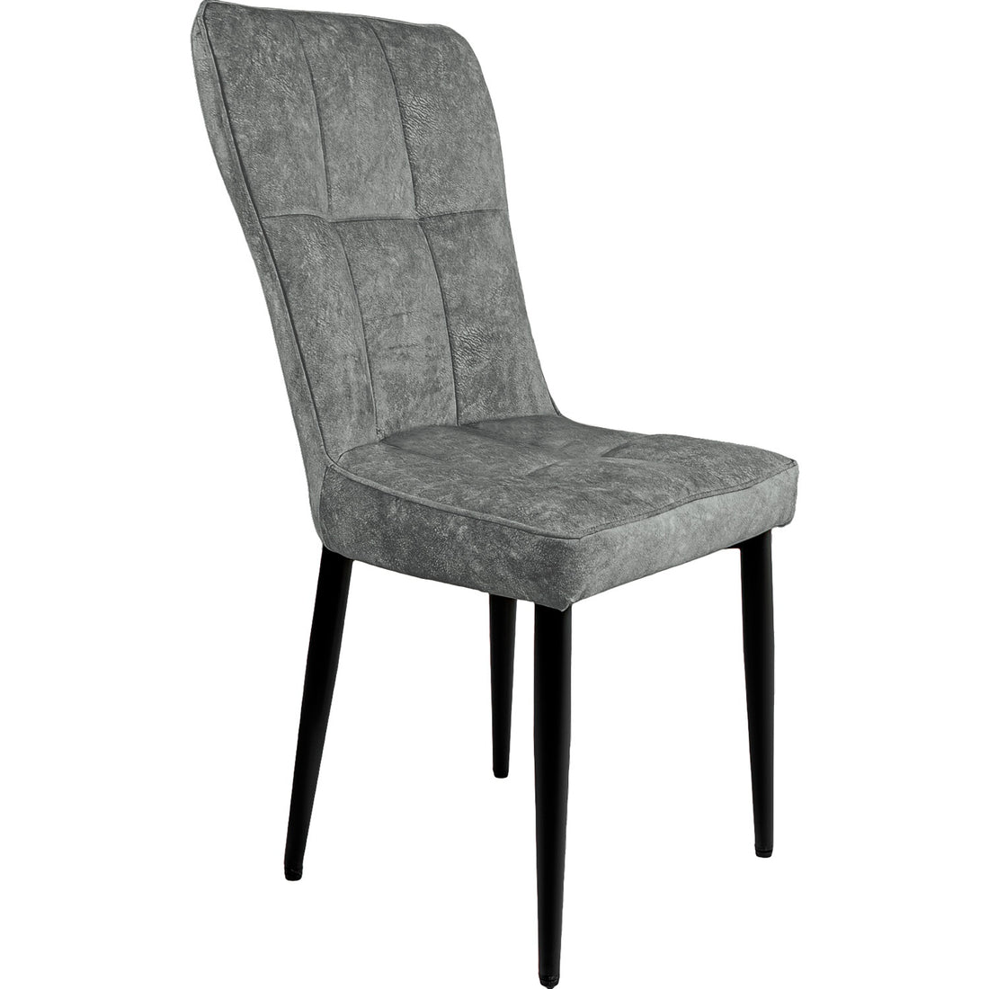 Silla Comedor Alta Vinipiel Moderna Tapizada  Estructura De La Silla Negro Asiento Gris Oscuro