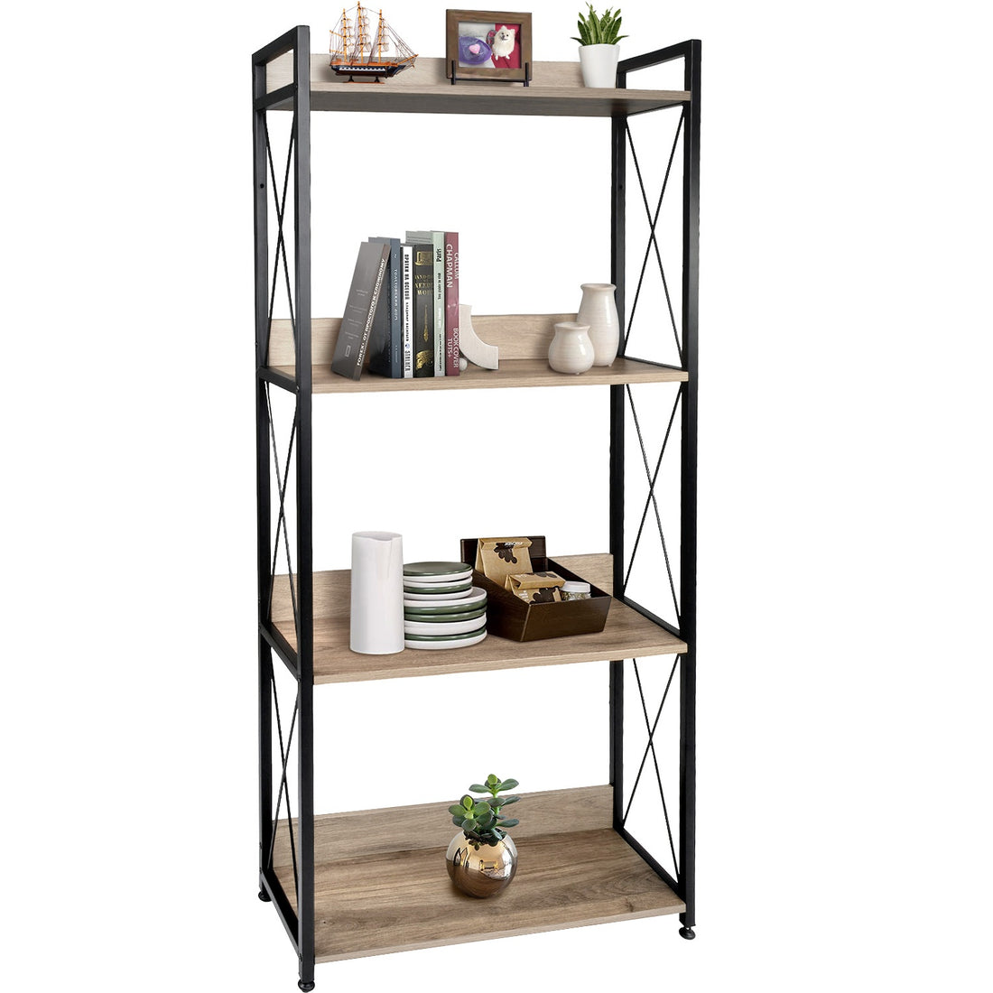 Librero 4 Repisas Estante Minimalista Industrial Multiusos