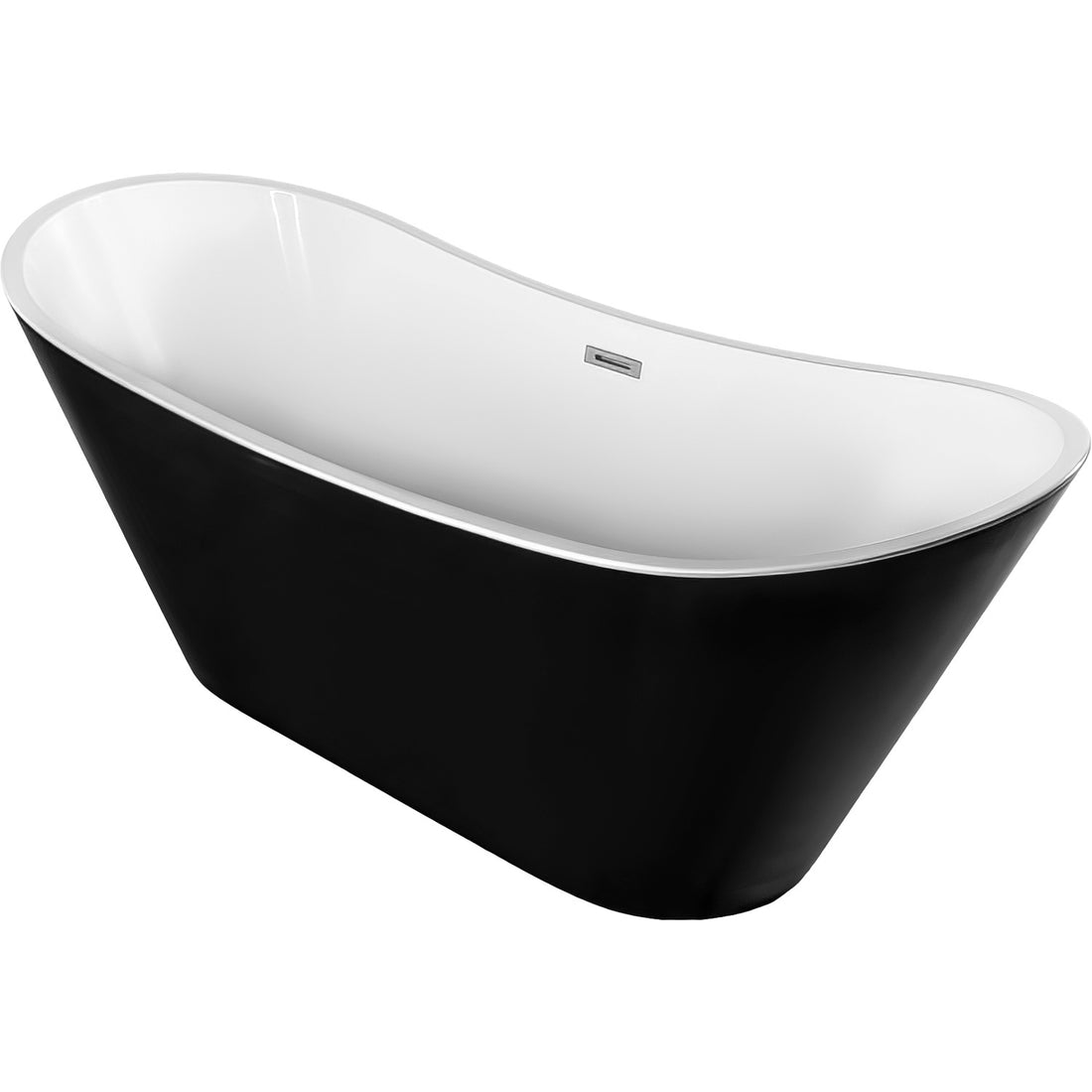 Tina Baño Fibra De Vidrio Bañera Lujo Teseo 170 X 72 X 70 Cm Color Negro