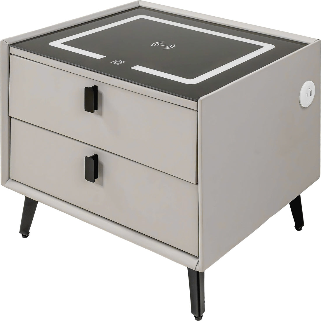 Mesa Noche Buro Gris Inteligente Cargador Inalambrico Luz Led Usb