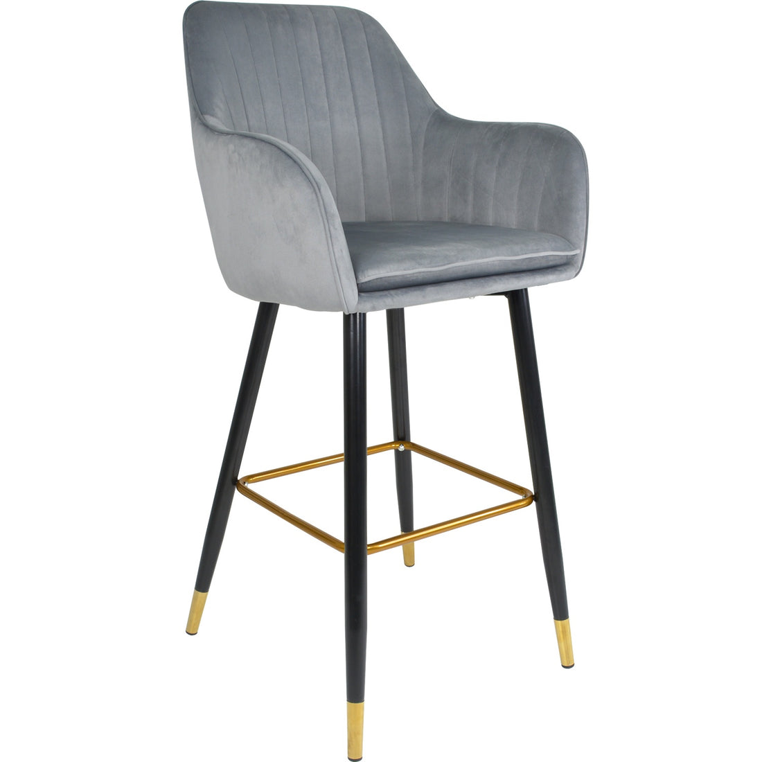 Silla Alta Tapizada Banco Sillon Eames Gris Terciopelo