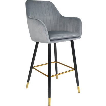 Silla Alta Tapizada Banco Sillon Eames Gris Terciopelo