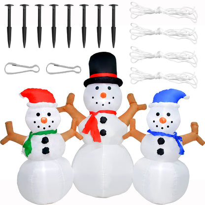 Inflable Navidad 3 Muñecos Nieve 2.30m Exterior Luz Led