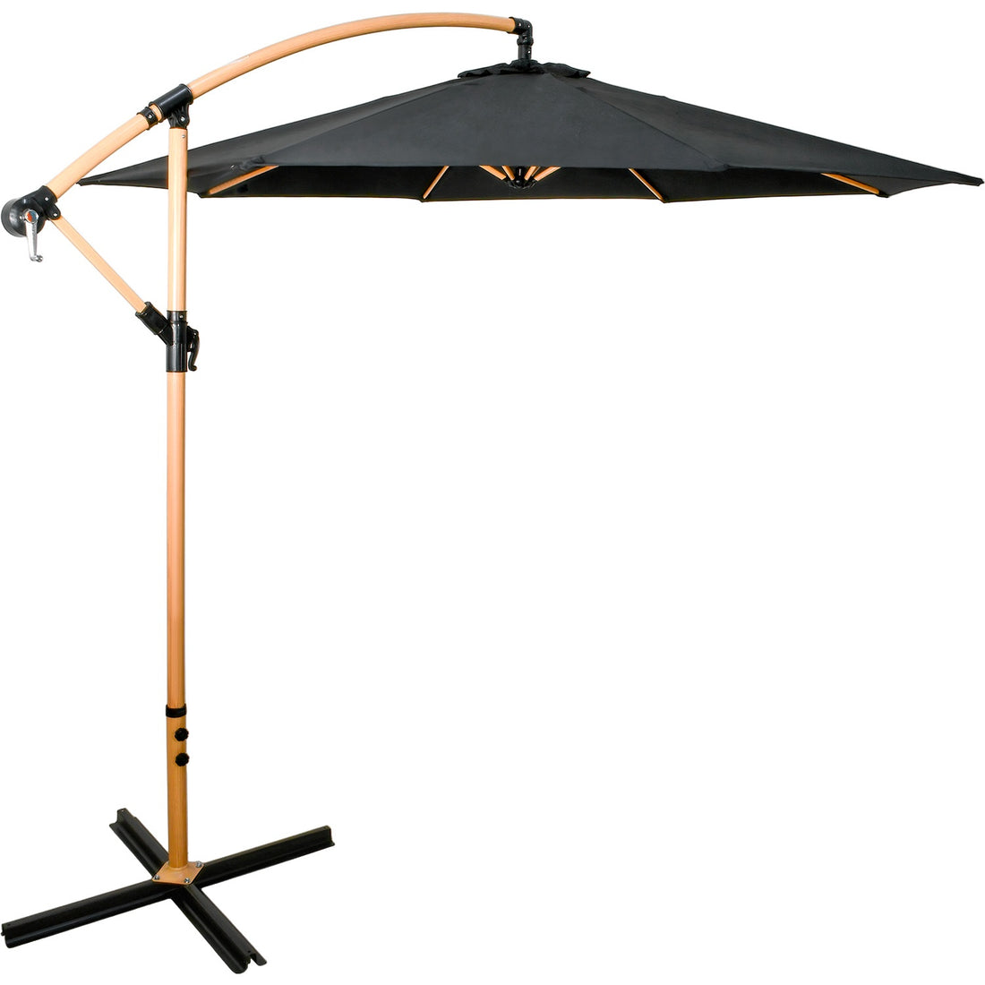 Sombrilla Tipo Madera Jardin Exterior 2.9m Playa Terraza Color Negro