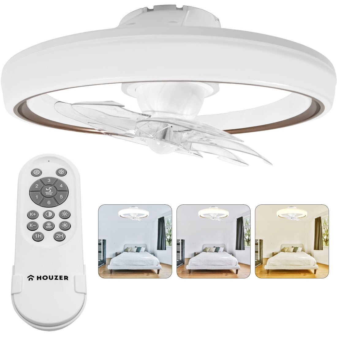 Ventilador Techo Direcciones Luz Led Inteligente Control 20