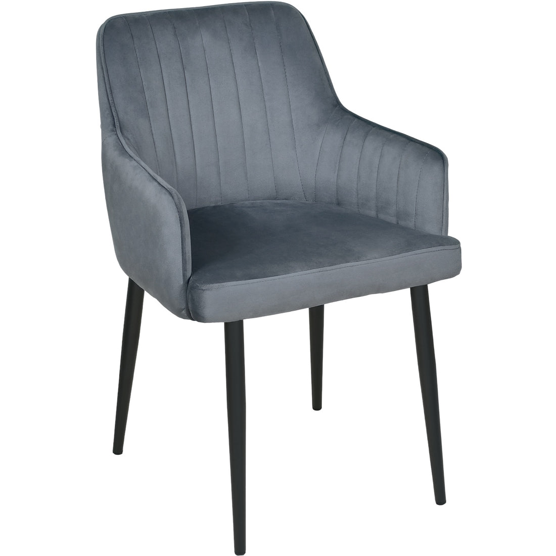 Silla Sillon Comedor Tapizado Terciopelo Moderno Gris