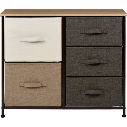 Mueble Cajonera Buro Organizador 5 Cajones Tela Moderno cafe