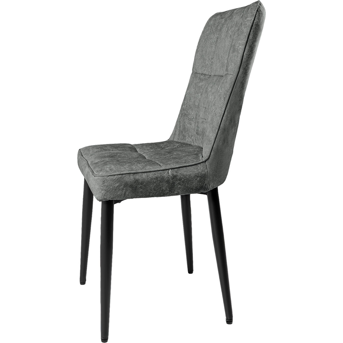 Silla Comedor Alta Vinipiel Moderna Tapizada  Estructura De La Silla Negro Asiento Gris Oscuro