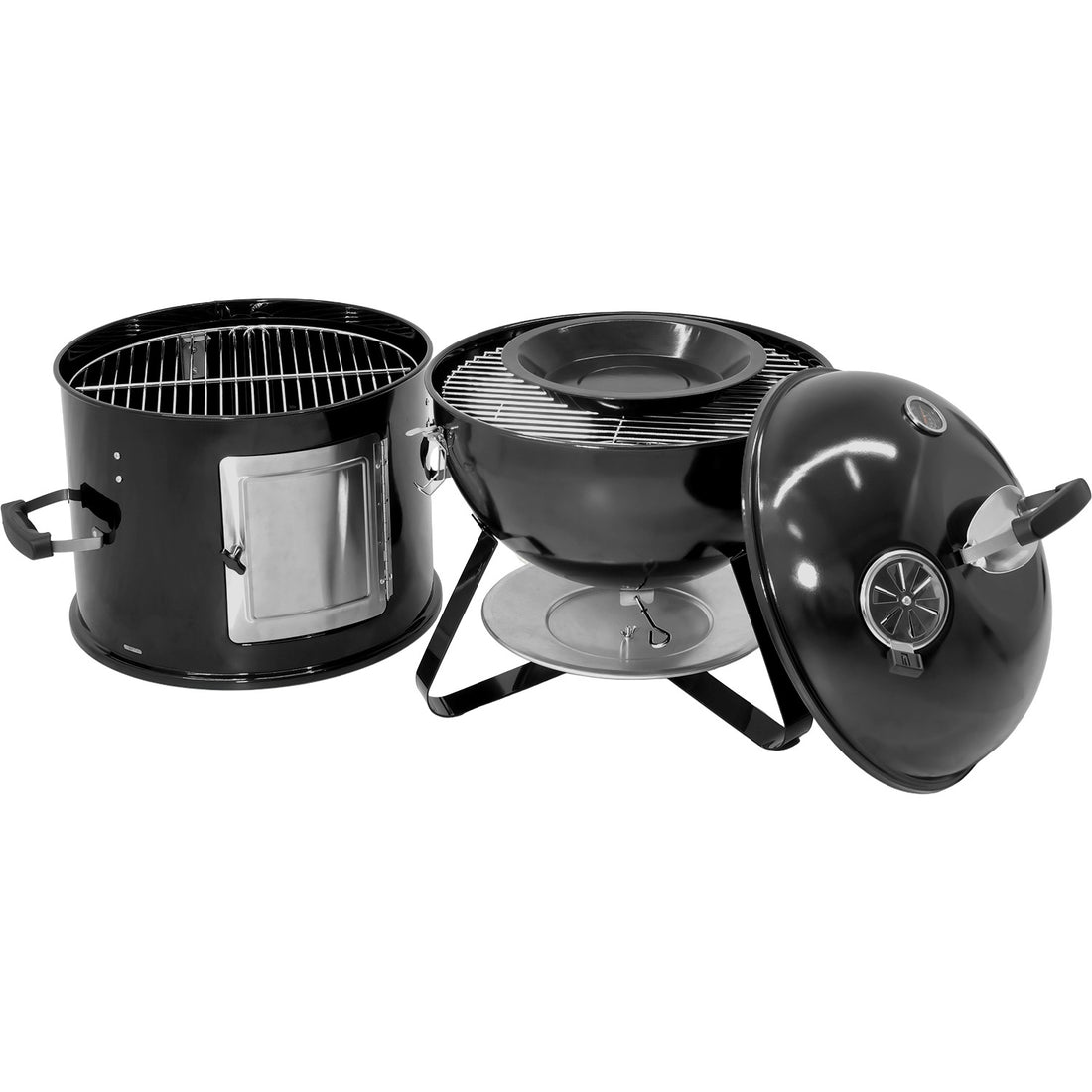 Asador Ahumador Tipo Bala 2 En 1 Carbon 2 Parrillas 20