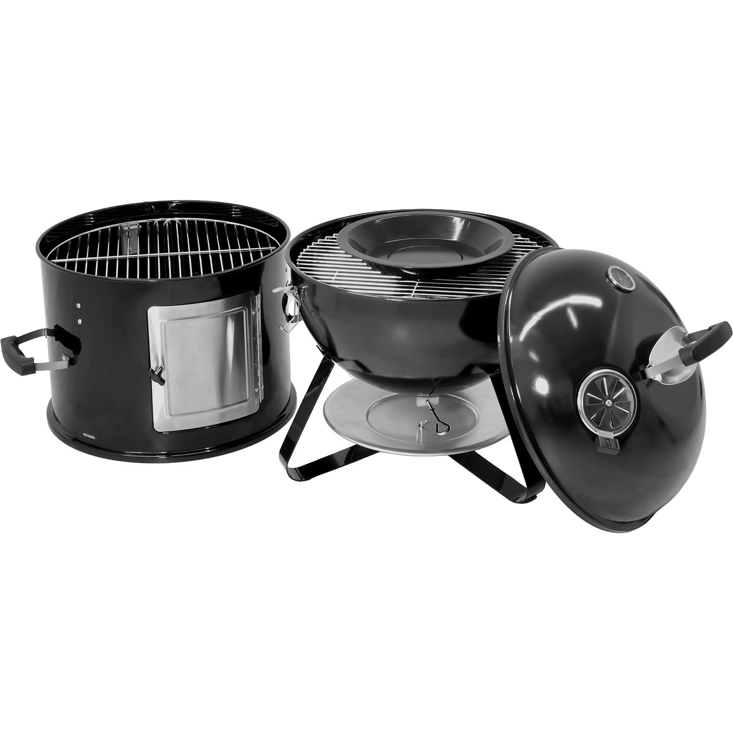 Asador Ahumador Tipo Bala 2 En 1 Carbon 2 Parrillas 20