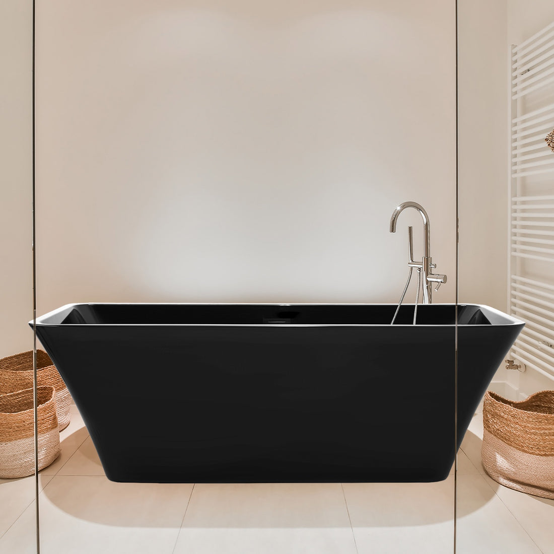 Tina Baño Premium Lujo 280l Fibra Vidrio 172x77x62 Cm Negra