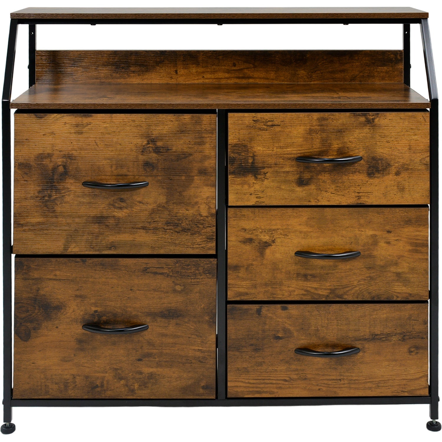 Comoda Mueble 5 Cajoneras Metal Organizador Madera