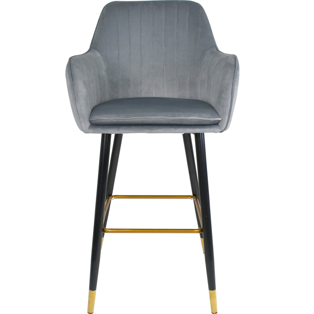 Silla Alta Tapizada Banco Sillon Eames Gris Terciopelo