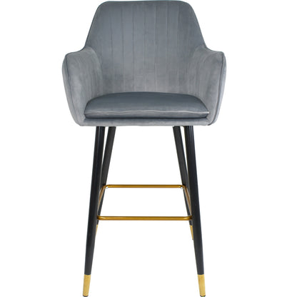 Silla Alta Tapizada Banco Sillon Eames Gris Terciopelo