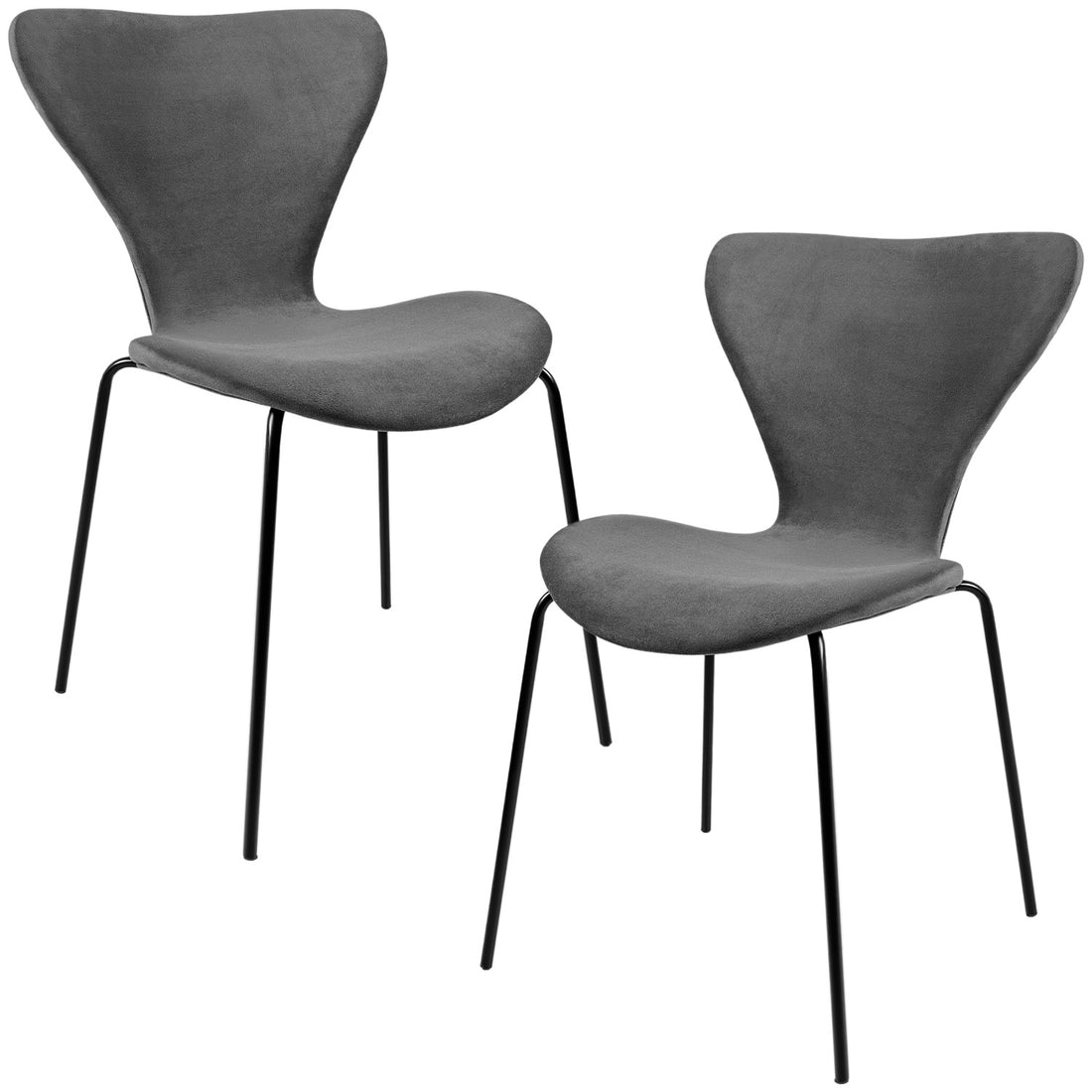 Silla Tapizada Terciopelo Comedor Minimalista Gris Oscuro