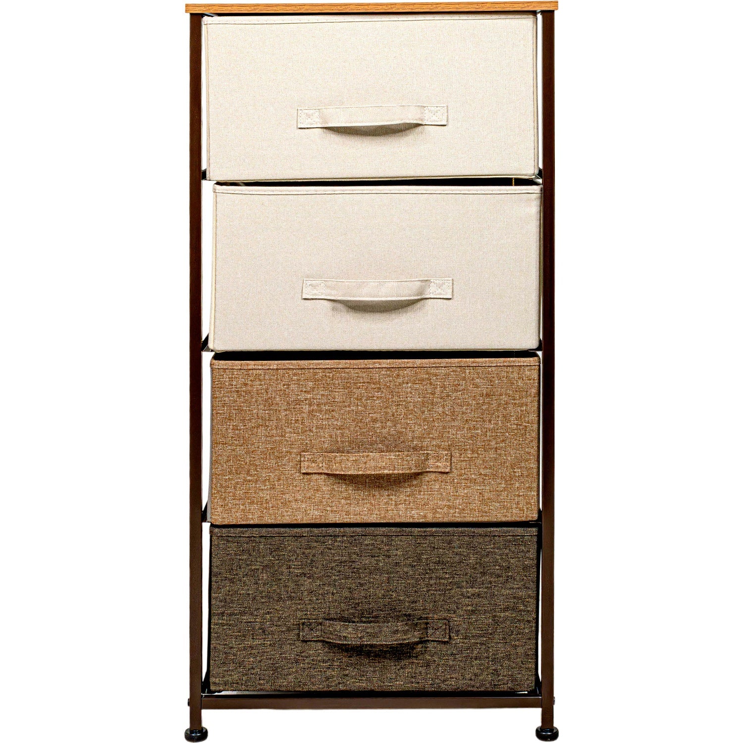 Mueble Buro Organizador Comoda 4 Cajones Tela Moderno Cafe
