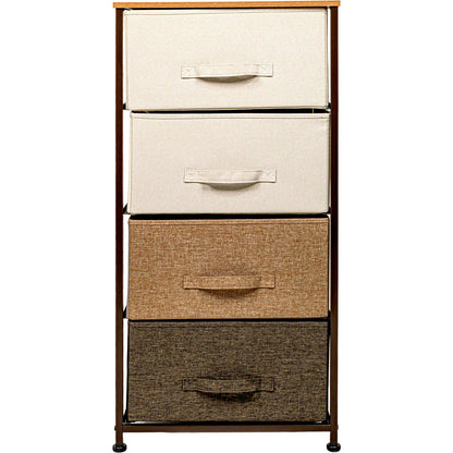 Mueble Buro Organizador Comoda 4 Cajones Tela Moderno Cafe