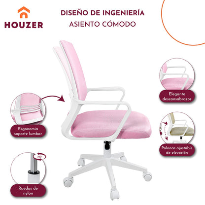 Silla Oficina Ajustable Ergonomica Escritorio Giratoria Rosa