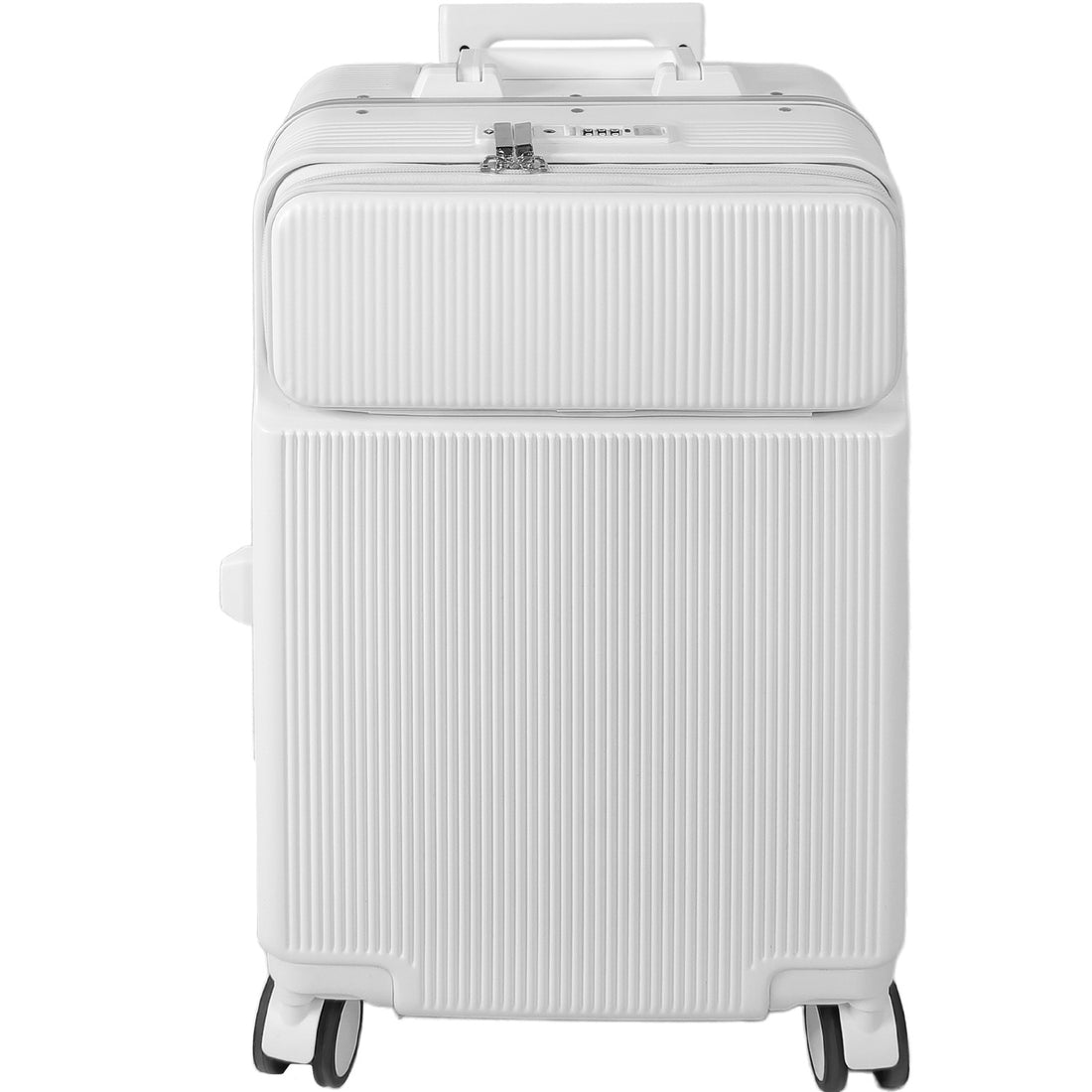 Maleta Cabina Porta Vasos 4 Ruedas Equipaje Doble Seguridad blanca