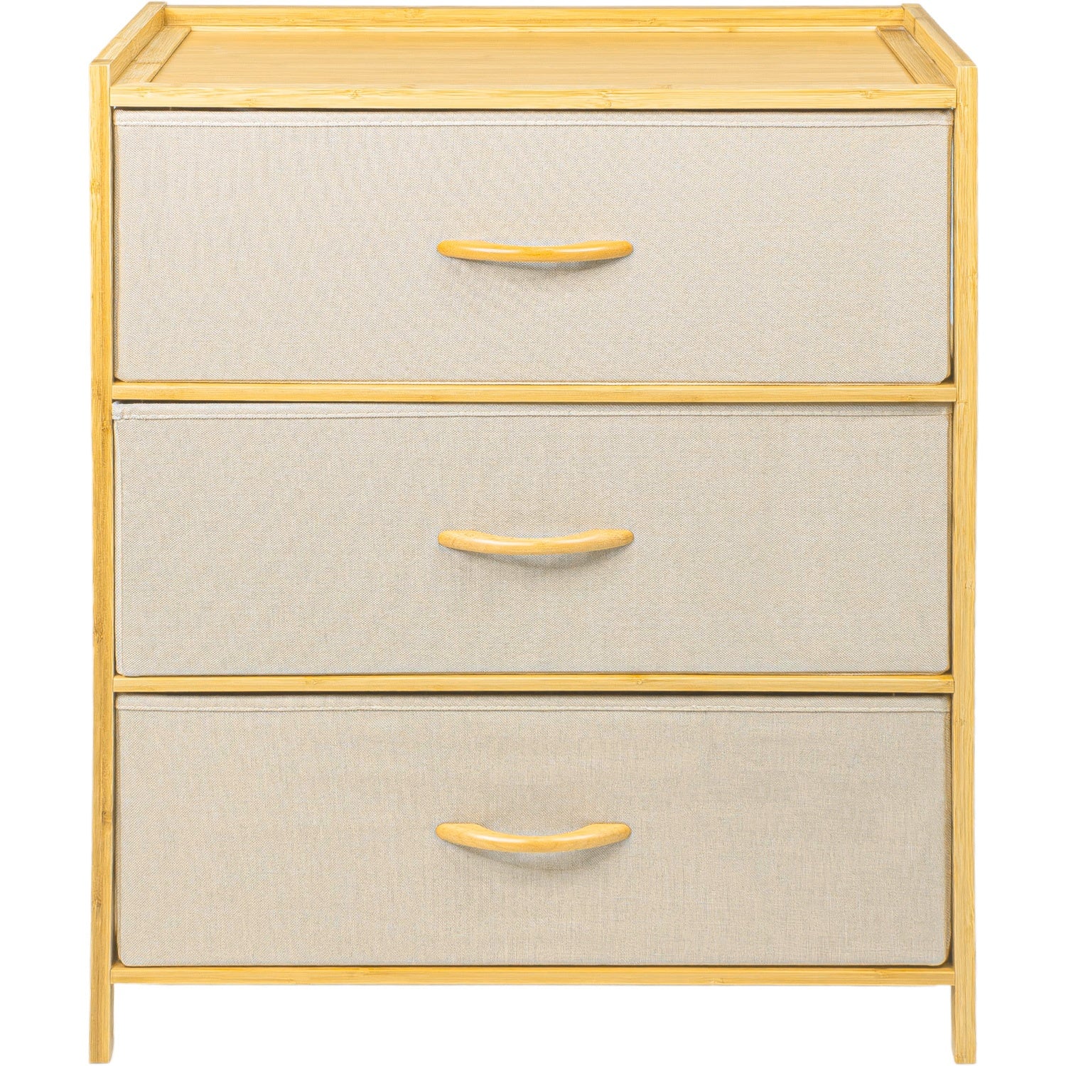 Comoda Mueble Bambu 3 Cajoneras Tela Organizador Hogar Color Blanco