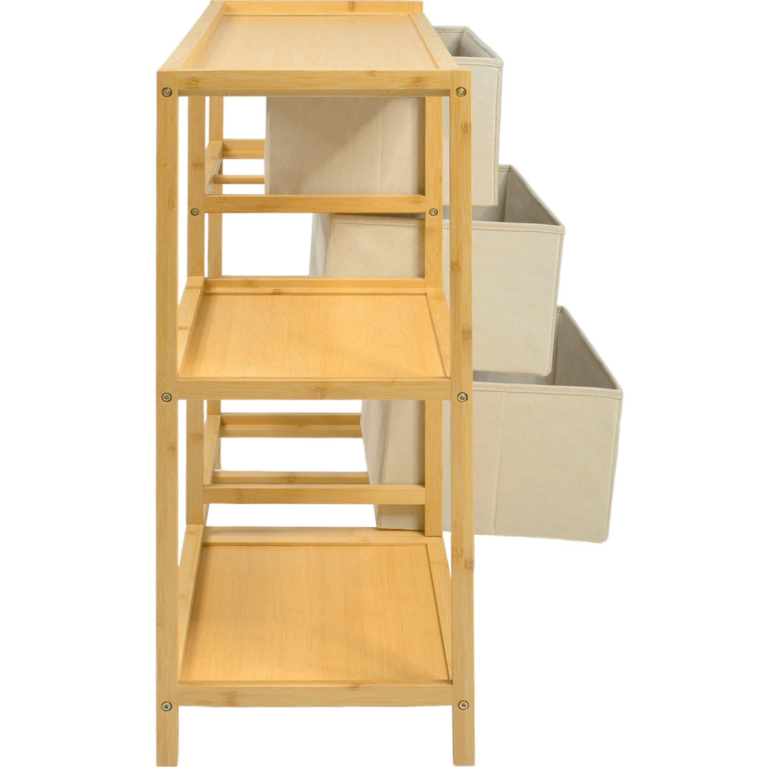 Comoda Cajonera Mueble Bambu Organizador 3 Cajones Estantes