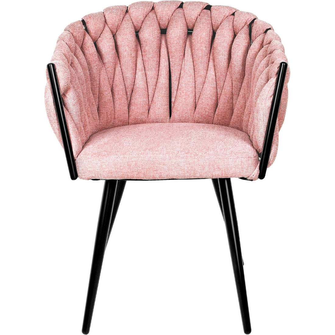 Silla Comedor Patron Tejido Elegante Moderno Estructura De La Silla Negro Asiento Rosa