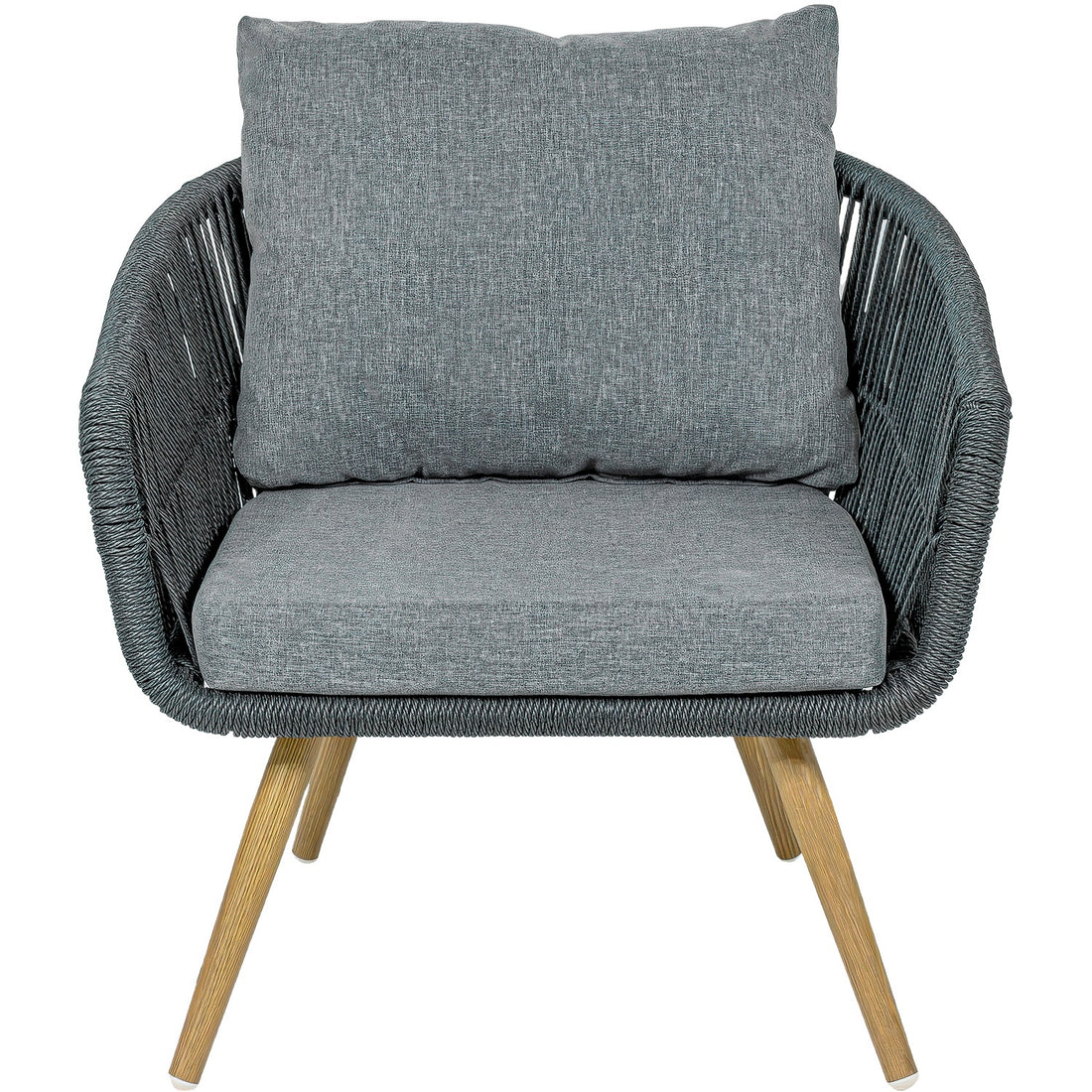 Sala Exterior Tejida Terraza Jardin 5 Pz Negro Mesa Doble