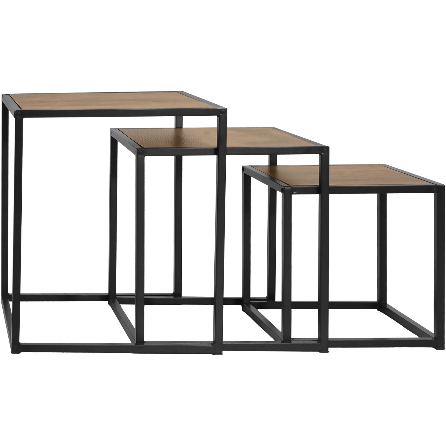 Set Mesas De Centro Madera 3 Pzs Minimalista Industrial Cafe