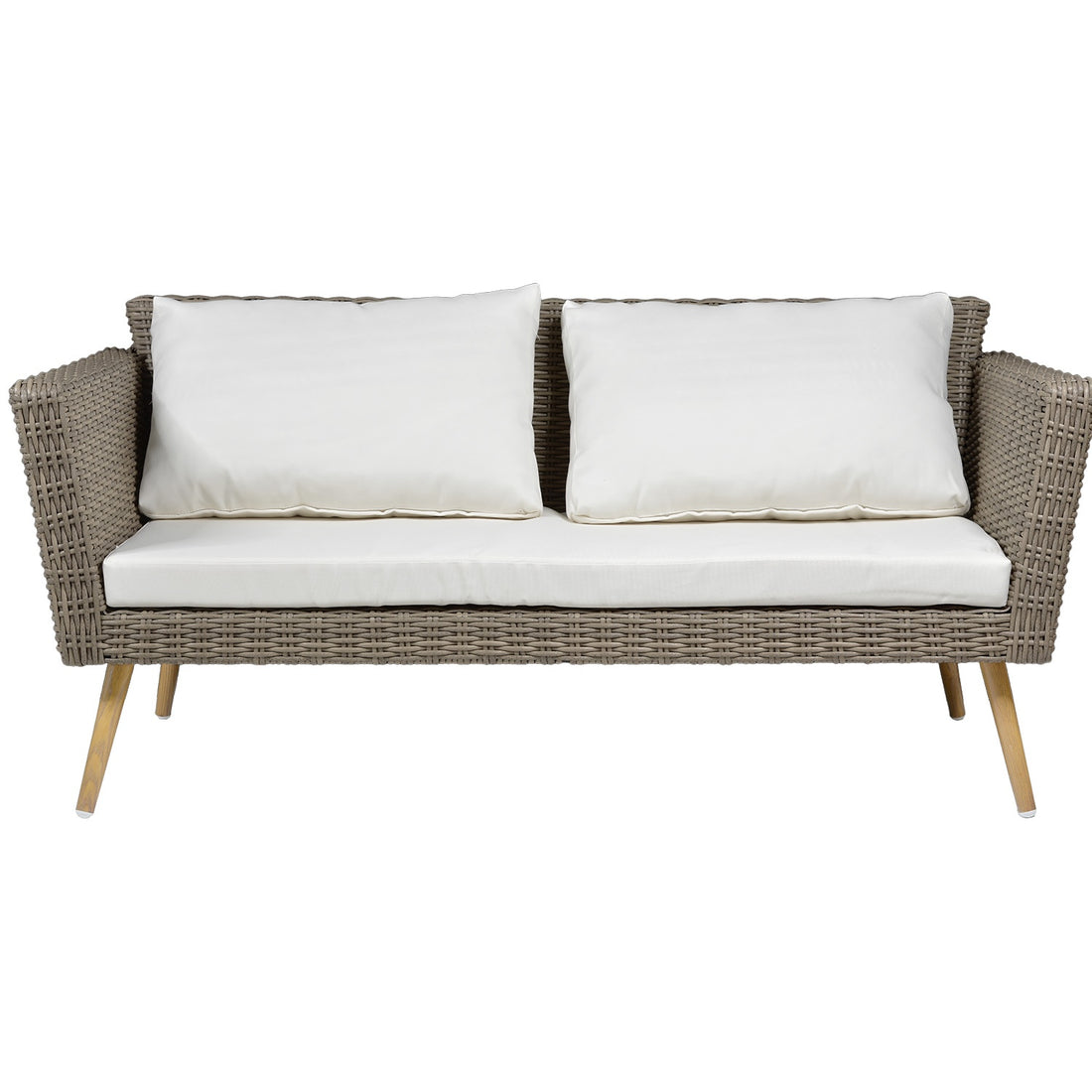 Sala Exterior 4pzs Tipo Rattan Patio Terraza Jardin Beige