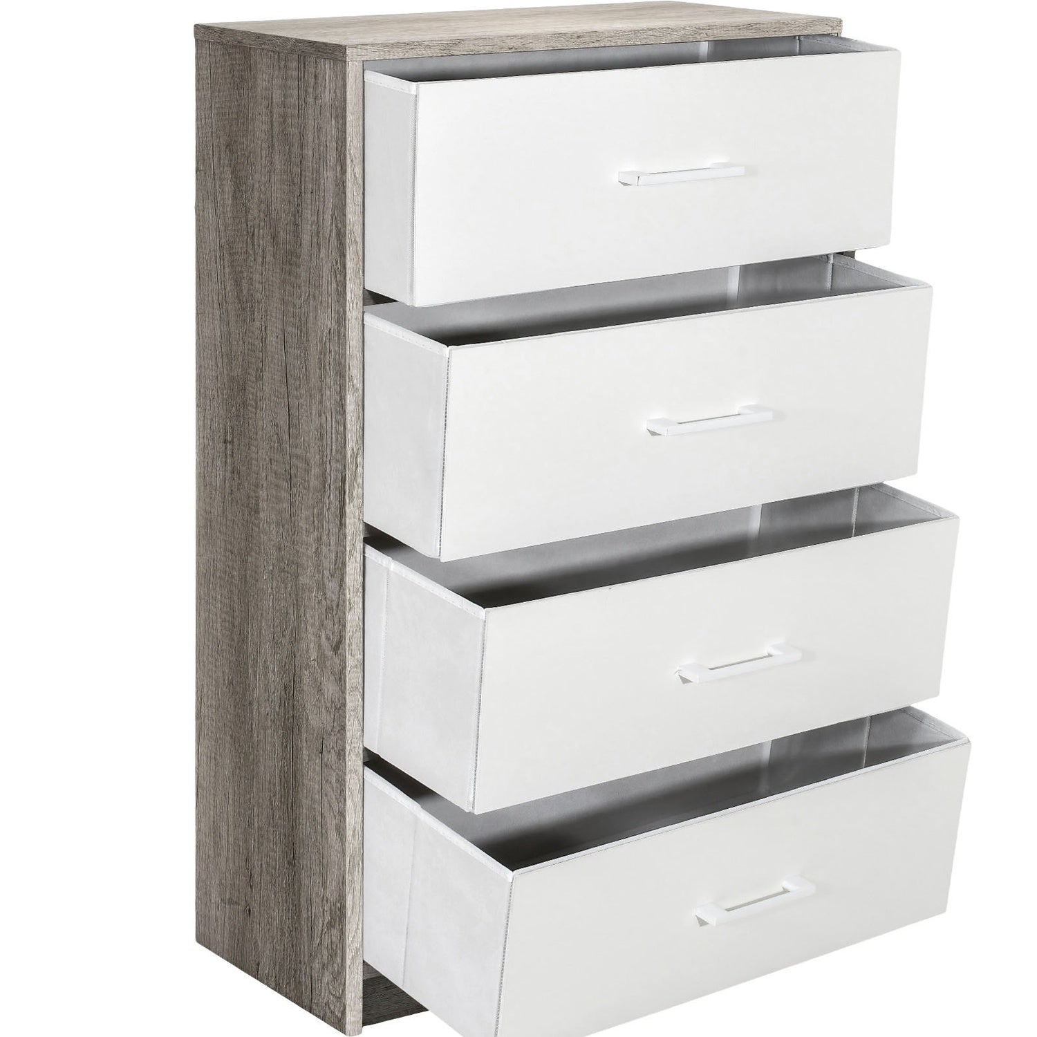 Mueble Comoda Cajonera 4 Cajones Tela Estructura Acero Mdf Color Beige