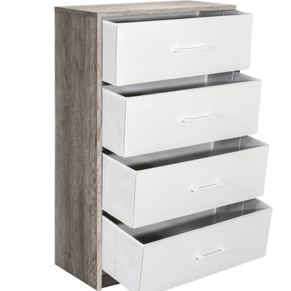 Mueble Comoda Cajonera 4 Cajones Tela Estructura Acero Mdf Color Beige