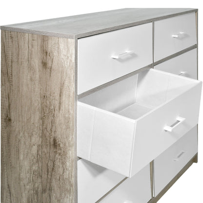 Comoda 8 Cajones Cajonera Tela Estructura Acero Mdf Color Beige