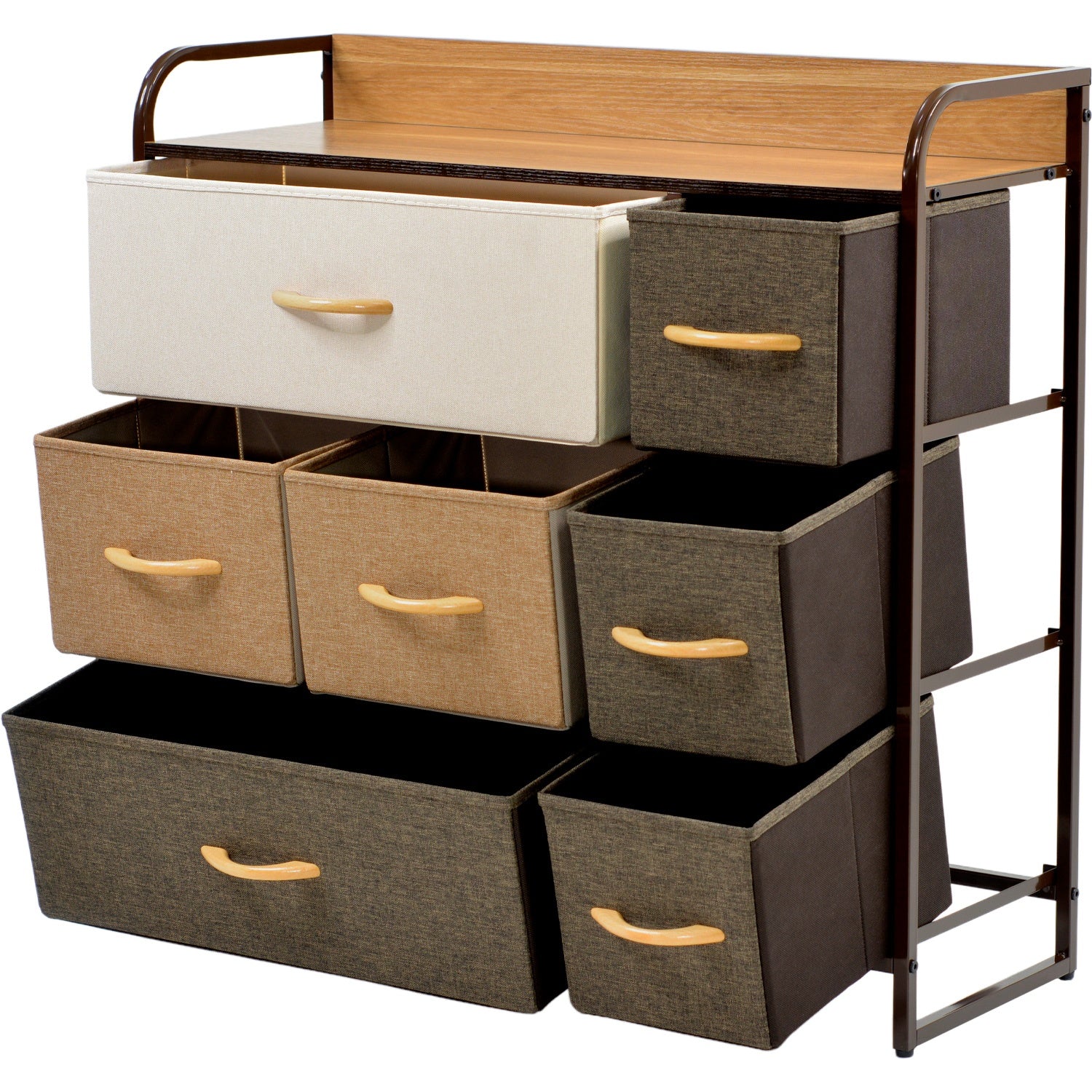 Mueble Buro Organizador Comoda Metal 7 Cajoneras Tela