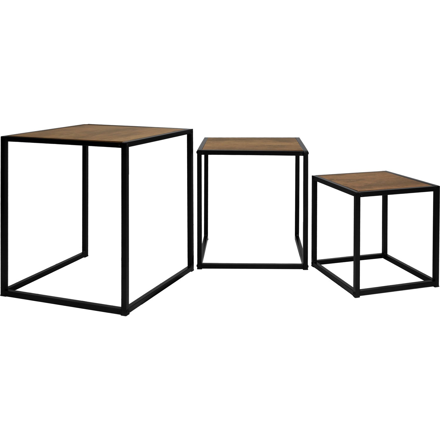 Set Mesas De Centro Madera 3 Pzs Minimalista Industrial Cafe