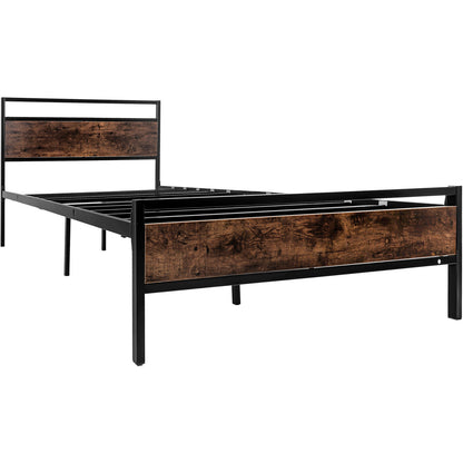 Base Cama Matrimonial Country Tipo Madera Moderna Metal