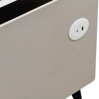 Mesa Noche Buro Gris Inteligente Cargador Inalambrico Luz Led Usb