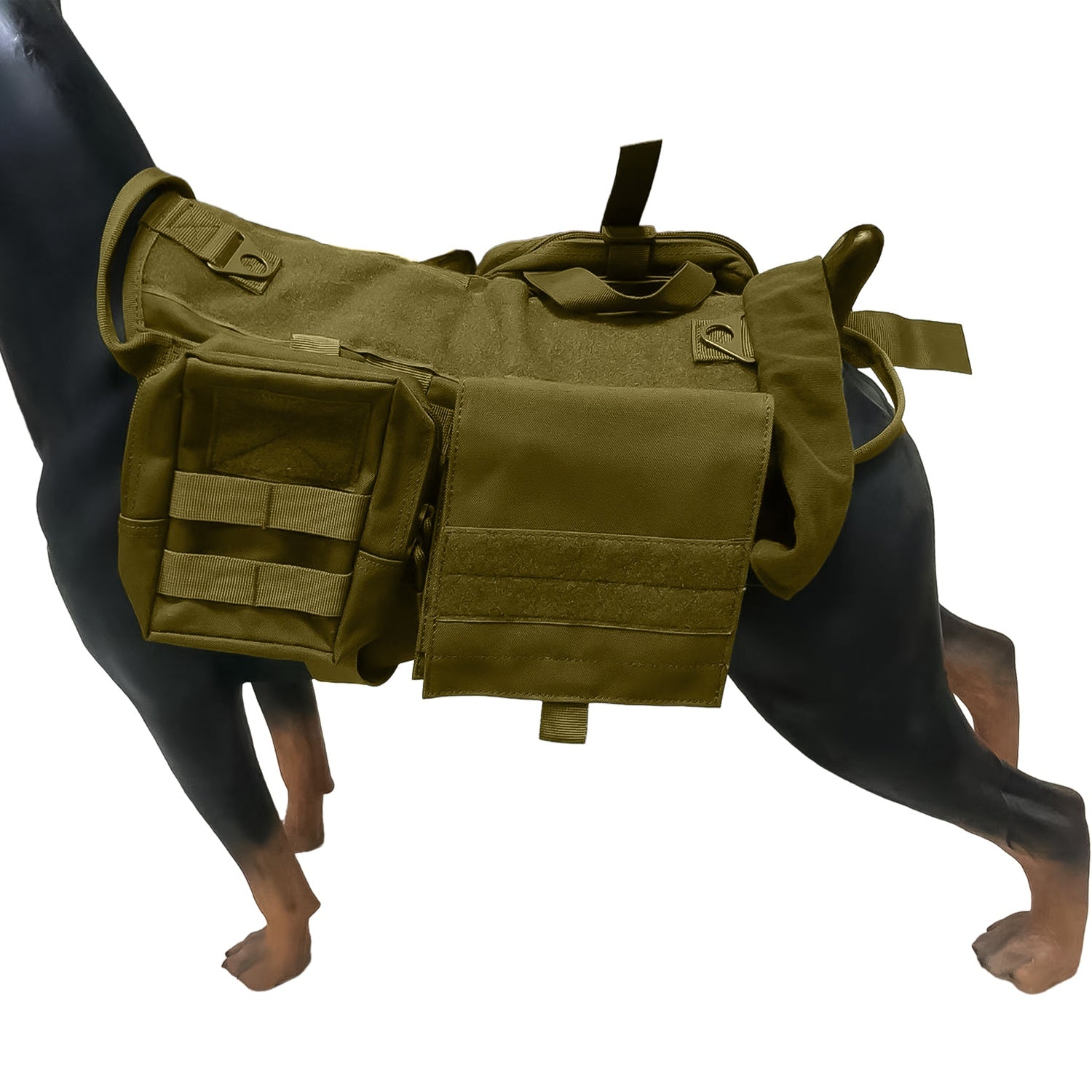 Pechera Chaleco Tactico Militar Perro Talla Mediana Bolsas Cafe