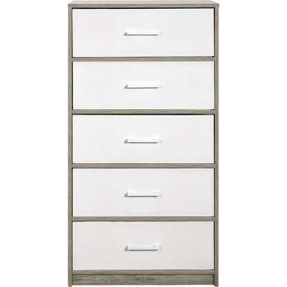 Mueble Comoda Cajonera 5 Cajones Tela Estructura Acero Mdf Color Beige