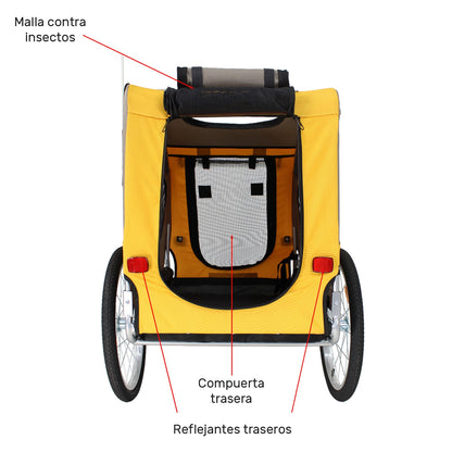 Remolque Carrito Para Bicicleta Niños Infaltil Mascotas 60kg Naranja