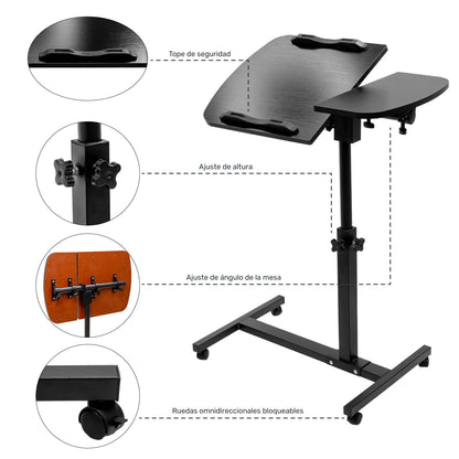 Mesa Para Laptop Portatil Ruedas Altura Ajustable
