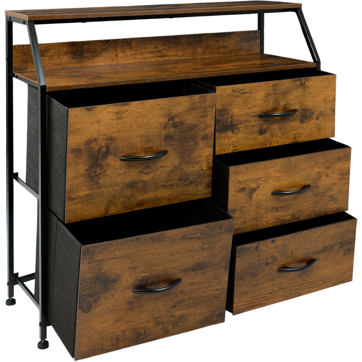 Comoda Mueble 5 Cajoneras Metal Organizador Madera