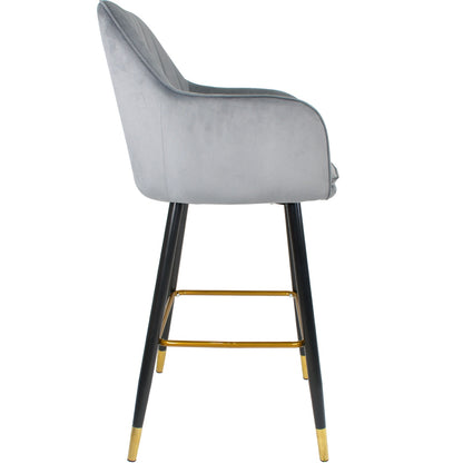 Silla Alta Tapizada Banco Sillon Eames Gris Terciopelo