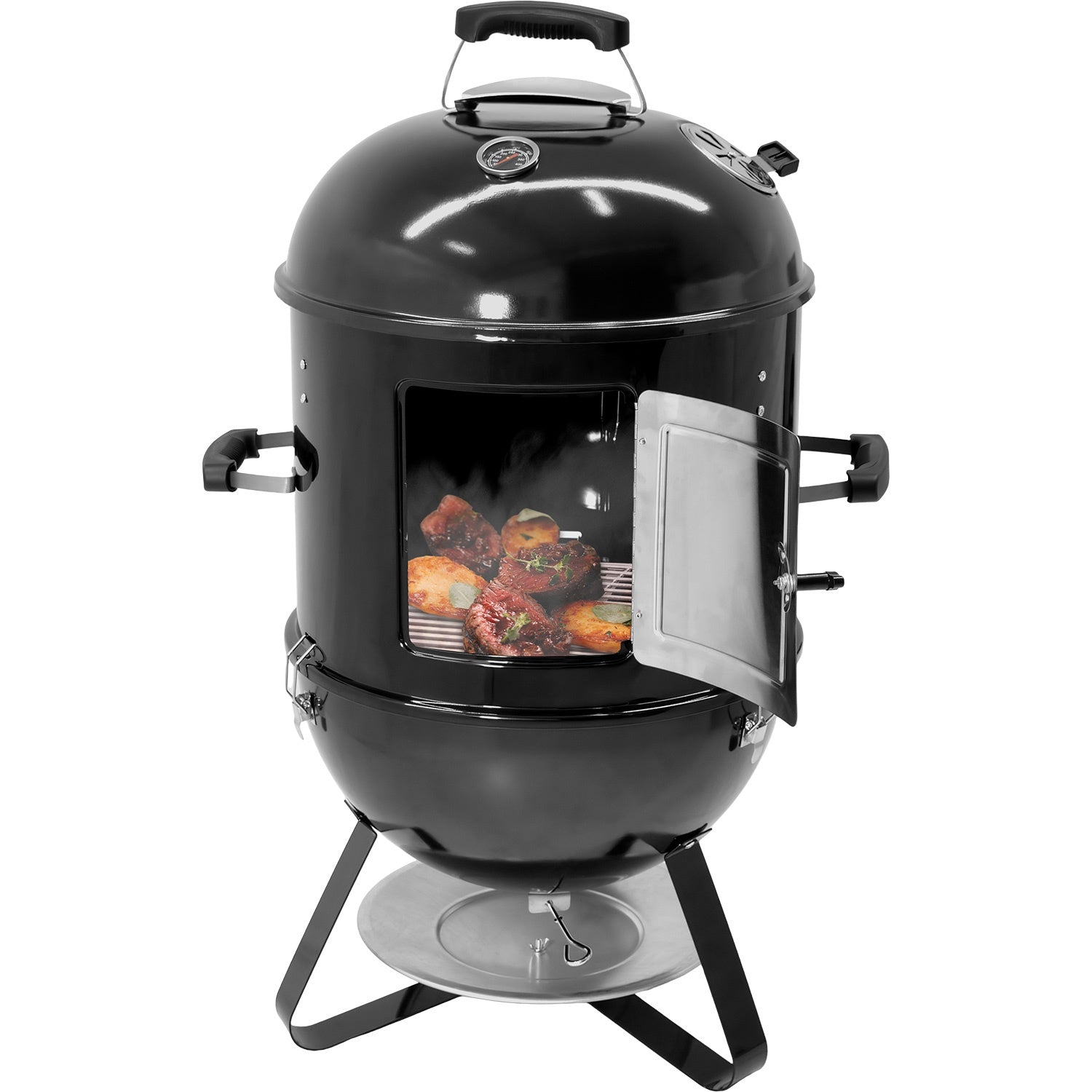 Asador Ahumador Tipo Bala 2 En 1 Carbon 2 Parrillas 20